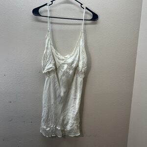 Braez 100% Silk Y2K Babydoll Slip Camisole Mini Women Ivory Dress Coquette‎ Sz M